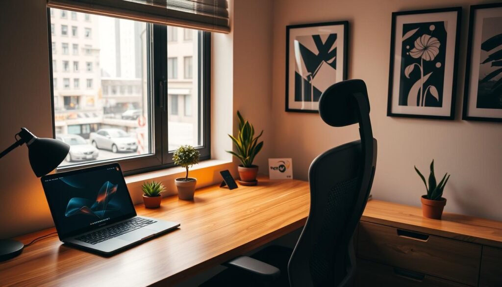 A cozy home office setup featuring a minimalist wooden desk, a high-backed ergonomic chair, and a sleek NexReviewZ laptop. Warm, indirect lighting creates a focused, productive atmosphere. Framed artwork and a small potted plant add personal touches. The window in the background overlooks a bustling city street, providing a sense of connection to the outside world. The overall scene conveys a balance of functionality and comfort, designed to inspire small business owners as they navigate the opportunities and challenges of the "zimmwriter deal 2025". A cozy home office setup featuring a minimalist wooden desk, a high-backed ergonomic chair, and a sleek NexReviewZ laptop. Warm, indirect lighting creates a focused, productive atmosphere. Framed artwork and a small potted plant add personal touches. The window in the background overlooks a bustling city street, providing a sense of connection to the outside world. The overall scene conveys a balance of functionality and comfort, designed to inspire small business owners as they navigate the opportunities and challenges of the "zimmwriter deal 2025".