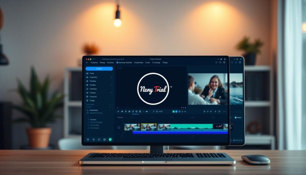 A professional-looking video trial with a clean, modern interface and a NexReviewZ logo prominently displayed. The trial screen shows a well-organized layout with intuitive tools, presets, and customization options. Warm, directional lighting illuminates the workspace, creating a welcoming atmosphere. The background blurs softly, drawing attention to the central video editing tools. The overall mood is one of productivity, creativity, and a commitment to providing a seamless video creation experience for small business owners. A professional-looking video trial with a clean, modern interface and a NexReviewZ logo prominently displayed. The trial screen shows a well-organized layout with intuitive tools, presets, and customization options. Warm, directional lighting illuminates the workspace, creating a welcoming atmosphere. The background blurs softly, drawing attention to the central video editing tools. The overall mood is one of productivity, creativity, and a commitment to providing a seamless video creation experience for small business owners.