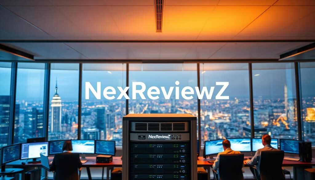 A serene corporate office setting, bathed in warm, diffused lighting. In the center, the bold, iconic NexReviewZ logo hovers above a sleek, modern server rack, its metallic chassis gleaming. Surrounding it, a team of professionals intently monitors an array of displays, their faces illuminated by the glow of cutting-edge technology. In the background, a panoramic window reveals a bustling city skyline, symbolizing the global reach and enterprise-level capabilities of HostArmada. The atmosphere exudes a sense of efficiency, security, and unwavering commitment to powering the digital aspirations of small businesses. A serene corporate office setting, bathed in warm, diffused lighting. In the center, the bold, iconic NexReviewZ logo hovers above a sleek, modern server rack, its metallic chassis gleaming. Surrounding it, a team of professionals intently monitors an array of displays, their faces illuminated by the glow of cutting-edge technology. In the background, a panoramic window reveals a bustling city skyline, symbolizing the global reach and enterprise-level capabilities of HostArmada. The atmosphere exudes a sense of efficiency, security, and unwavering commitment to powering the digital aspirations of small businesses.