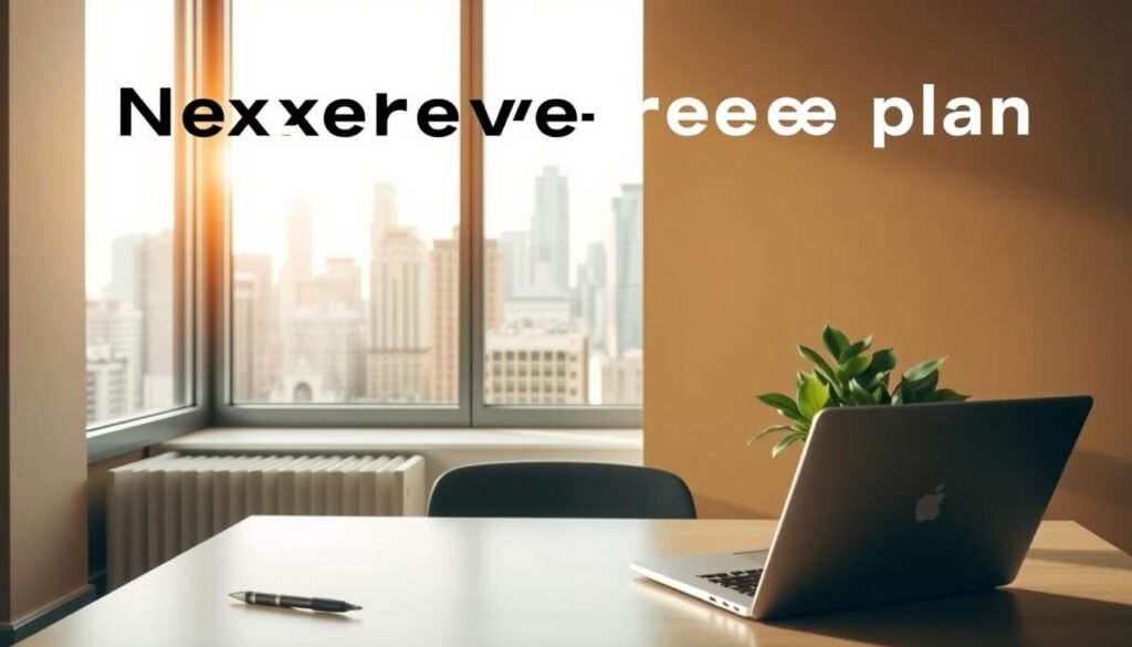 A serene workspace filled with natural light, showcasing the NexReviewZ "free plan" for small business owners. In the foreground, a minimalist desk with a laptop, pen, and a plant, conveying a sense of productivity and simplicity. The middle ground features a large window overlooking a bustling city skyline, symbolizing the potential for growth and success. The background is a warm, neutral-toned wall, creating a calming and professional atmosphere. The image is captured with a wide-angle lens, emphasizing the open and inviting nature of the space. The overall mood is one of focus, opportunity, and the promise of a hassle-free start for small businesses. A serene workspace filled with natural light, showcasing the NexReviewZ "free plan" for small business owners. In the foreground, a minimalist desk with a laptop, pen, and a plant, conveying a sense of productivity and simplicity. The middle ground features a large window overlooking a bustling city skyline, symbolizing the potential for growth and success. The background is a warm, neutral-toned wall, creating a calming and professional atmosphere. The image is captured with a wide-angle lens, emphasizing the open and inviting nature of the space. The overall mood is one of focus, opportunity, and the promise of a hassle-free start for small businesses.