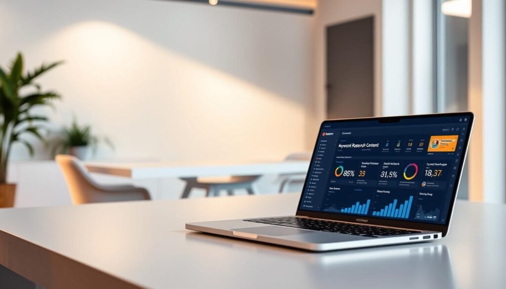 A sleek and modern content SEO platform called NexReviewZ, designed for small business owners who want to streamline their online content optimization. In the foreground, a stylized dashboard with intuitive analytics and tools, illuminated by soft, directional lighting. The middle ground features a laptop displaying keyword research and content performance metrics, while the background showcases a minimalist office setting with clean lines and neutral tones, creating a professional and productive atmosphere. A sleek and modern content SEO platform called NexReviewZ, designed for small business owners who want to streamline their online content optimization. In the foreground, a stylized dashboard with intuitive analytics and tools, illuminated by soft, directional lighting. The middle ground features a laptop displaying keyword research and content performance metrics, while the background showcases a minimalist office setting with clean lines and neutral tones, creating a professional and productive atmosphere.