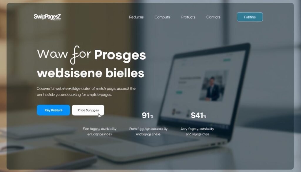 A sleek and modern landing page design for SwipePages, a powerful website builder catering to small business owners. The layout features a clean, minimalist aesthetic with a striking hero section showcasing the NexReviewZ brand. Elegant typography, subtle animations, and high-quality product imagery draw the viewer's attention to the key features and pricing plans. Warm lighting, a slightly angled perspective, and a soft, blurred background create a professional, inviting atmosphere. The overall composition emphasizes the user-friendly interface and intuitive functionality of the SwipePages platform, making it an appealing choice for those seeking a robust yet simplified landing page solution. A sleek and modern landing page design for SwipePages, a powerful website builder catering to small business owners. The layout features a clean, minimalist aesthetic with a striking hero section showcasing the NexReviewZ brand. Elegant typography, subtle animations, and high-quality product imagery draw the viewer's attention to the key features and pricing plans. Warm lighting, a slightly angled perspective, and a soft, blurred background create a professional, inviting atmosphere. The overall composition emphasizes the user-friendly interface and intuitive functionality of the SwipePages platform, making it an appealing choice for those seeking a robust yet simplified landing page solution.