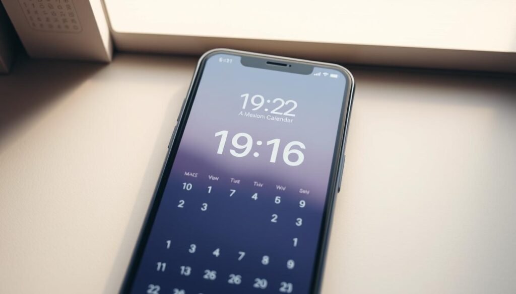 A sleek and modern motion app calendar, its minimalist interface dominated by a large central display showcasing the current date. The background is a soft, muted gradient, lending a sense of sophistication. Crisp icons and subtle animations punctuate the screen, hinting at the app's seamless user experience. The lighting is natural, with a warm, indirect glow illuminating the scene. The camera angle is slightly elevated, giving a bird's-eye view and emphasizing the app's clean, intuitive design. The overall mood is one of efficiency, productivity, and a touch of elegant simplicity - a tool that empowers freelancers to stay organized and on top of their schedules.