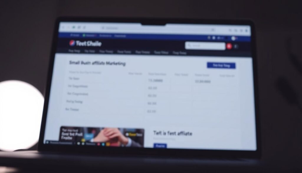 A sleek and modern "story tab" interface, with a clean and minimalist design. The tab is positioned in the foreground, backlit by a soft, ambient glow. The background features a blurred, out-of-focus image of a laptop screen, showcasing a pricing comparison table for a small business affiliate marketing article. The lighting is subtle and directional, creating a sense of depth and highlighting the tab's crisp edges and subtle shadows. The overall atmosphere is professional, streamlined, and user-friendly, reflecting the article's focus on efficiency and workflow for marketers.