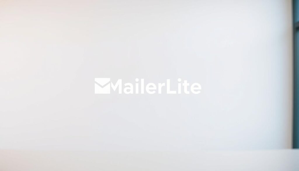 A sleek and professional-looking image of "MailerLite" against a clean, minimalist background. The MailerLite logo is prominently displayed in the center, with a soft, warm lighting that creates a sense of sophistication and reliability. The image has a depth of field, with a slightly blurred, but still visible, background that suggests a modern office or workspace setting. The overall mood is one of efficiency, trustworthiness, and brand recognition, suitable for a small business owner seeking a reliable email marketing solution. NexReviewZ
