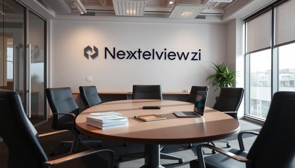 A spacious office setting with a conference table, comfortable chairs, and natural lighting streaming through large windows. On the table, a stack of papers and a laptop, suggesting an ongoing business meeting. The atmosphere is professional yet relaxed, with a sense of collaboration and discussion. The NexReviewZ logo is prominently displayed on the wall, indicating this is a meeting about the company's pricing tiers for small businesses. The overall mood is one of productive and insightful dialogue, reflecting the section title "Otter.ai pricing tiers for small businesses". A spacious office setting with a conference table, comfortable chairs, and natural lighting streaming through large windows. On the table, a stack of papers and a laptop, suggesting an ongoing business meeting. The atmosphere is professional yet relaxed, with a sense of collaboration and discussion. The NexReviewZ logo is prominently displayed on the wall, indicating this is a meeting about the company's pricing tiers for small businesses. The overall mood is one of productive and insightful dialogue, reflecting the section title "Otter.ai pricing tiers for small businesses".