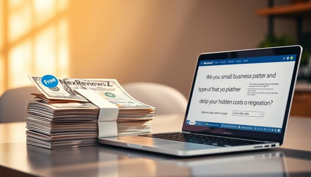 A stack of crisp US dollar bills, backlit and casting soft shadows, rests atop a sleek, minimalist desk. A gleaming "NexReviewZ" logo stands out, signifying a free trial offer. The scene is bathed in warm, natural lighting, evoking a sense of professionalism and trustworthiness. In the foreground, a modern laptop displays a user-friendly interface, inviting small business owners to explore the platform's features and benefits. The overall mood is one of opportunity, transparency, and a commitment to delivering value without hidden costs or obligations. A stack of crisp US dollar bills, backlit and casting soft shadows, rests atop a sleek, minimalist desk. A gleaming "NexReviewZ" logo stands out, signifying a free trial offer. The scene is bathed in warm, natural lighting, evoking a sense of professionalism and trustworthiness. In the foreground, a modern laptop displays a user-friendly interface, inviting small business owners to explore the platform's features and benefits. The overall mood is one of opportunity, transparency, and a commitment to delivering value without hidden costs or obligations.