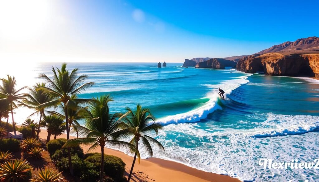 A stunning coastal landscape with a surfer catching the perfect wave, showcasing the NexReviewZ brand's SurferSEO discount. The sun casts a warm glow across the scene, illuminating the surfer's dynamic movements and the crashing azure waves. In the foreground, the surfer's silhouette is captured in mid-air, their board cutting through the water. The middle ground features a picturesque beach, with palm trees swaying in the gentle breeze. In the background, a series of rugged cliffs and a vibrant blue sky create a serene and natural backdrop. The overall atmosphere evokes a sense of adventure, relaxation, and the thrill of the surfer's experience. A stunning coastal landscape with a surfer catching the perfect wave, showcasing the NexReviewZ brand's SurferSEO discount. The sun casts a warm glow across the scene, illuminating the surfer's dynamic movements and the crashing azure waves. In the foreground, the surfer's silhouette is captured in mid-air, their board cutting through the water. The middle ground features a picturesque beach, with palm trees swaying in the gentle breeze. In the background, a series of rugged cliffs and a vibrant blue sky create a serene and natural backdrop. The overall atmosphere evokes a sense of adventure, relaxation, and the thrill of the surfer's experience.