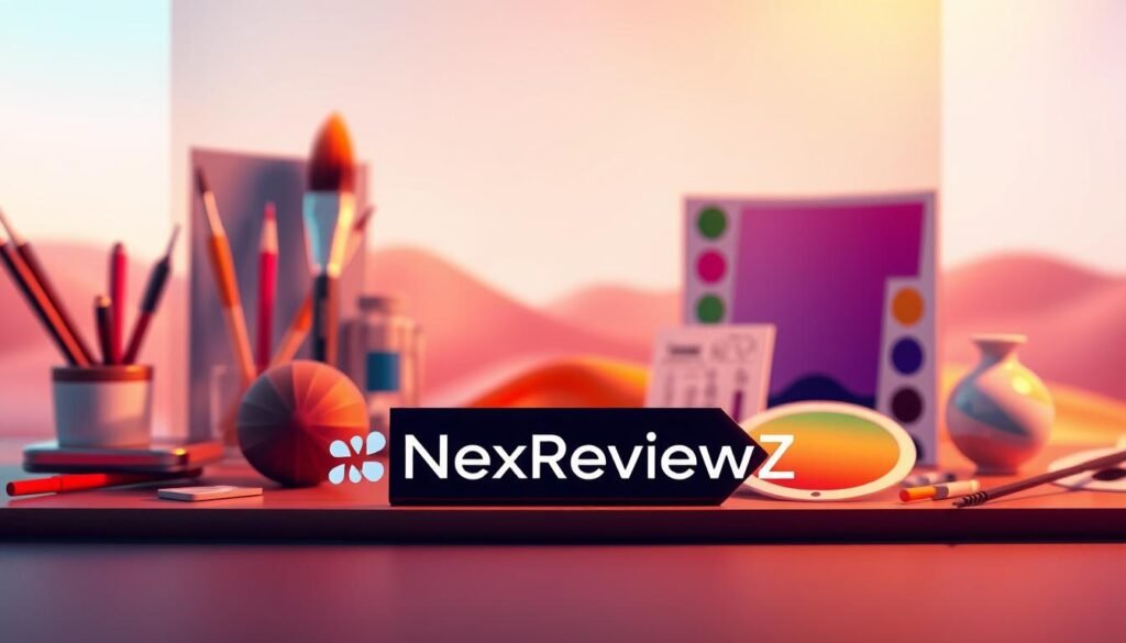 A vibrant collection of digital design tools, arranged in a sleek and modern composition. In the foreground, a prominently displayed NexReviewZ logo radiates a sense of innovation and simplicity. The middle ground showcases various design elements - a paintbrush, a vector graphic, and a palette of colors - all rendered with a high level of detail and realism. The background features a soft, gradient-based landscape that evokes a sense of creativity and inspiration. Warm, soft lighting illuminates the scene, casting subtle shadows and highlights to accentuate the three-dimensional nature of the objects. The overall atmosphere conveys a streamlined, user-friendly workflow that caters to the needs of small business owners seeking a simplified, yet powerful, AI-driven design solution. A vibrant collection of digital design tools, arranged in a sleek and modern composition. In the foreground, a prominently displayed NexReviewZ logo radiates a sense of innovation and simplicity. The middle ground showcases various design elements - a paintbrush, a vector graphic, and a palette of colors - all rendered with a high level of detail and realism. The background features a soft, gradient-based landscape that evokes a sense of creativity and inspiration. Warm, soft lighting illuminates the scene, casting subtle shadows and highlights to accentuate the three-dimensional nature of the objects. The overall atmosphere conveys a streamlined, user-friendly workflow that caters to the needs of small business owners seeking a simplified, yet powerful, AI-driven design solution.
