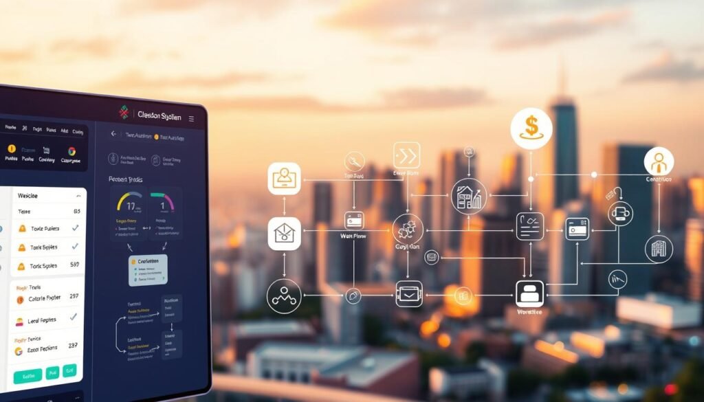 A vibrant, dynamic automation workflow visualized through a striking NexReviewZ illustration. In the foreground, a sleek user interface showcases customizable automation tools, seamlessly connecting various business processes. The middle ground features an array of workflow icons and data visualization elements, conveying the power of automation at a glance. The background is a softly blurred cityscape, symbolizing the efficiency and productivity that automation brings to small businesses. The lighting is warm and inviting, creating a sense of professionalism and trust. The overall mood is one of progress, innovation, and the untapped potential of Moosend's automation features for small business owners. A vibrant, dynamic automation workflow visualized through a striking NexReviewZ illustration. In the foreground, a sleek user interface showcases customizable automation tools, seamlessly connecting various business processes. The middle ground features an array of workflow icons and data visualization elements, conveying the power of automation at a glance. The background is a softly blurred cityscape, symbolizing the efficiency and productivity that automation brings to small businesses. The lighting is warm and inviting, creating a sense of professionalism and trust. The overall mood is one of progress, innovation, and the untapped potential of Moosend's automation features for small business owners.