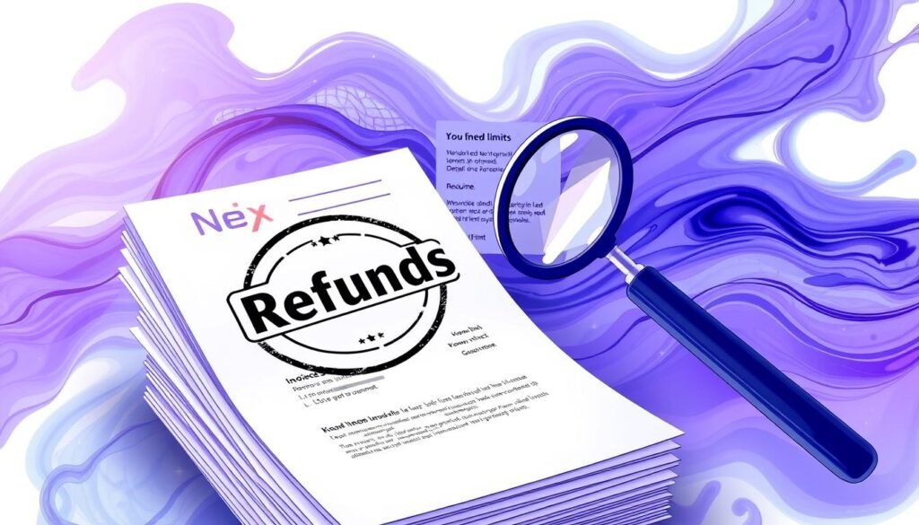 A vibrant ink-based illustration showcasing the "Refunds, known limits, and money-back guarantee" section of the "ink ai content pricing" article. In the foreground, a stack of NexReviewZ invoices with a prominent "Refunds" stamp, conveying the brand's commitment to customer satisfaction. In the middle ground, a magnifying glass hovers over the fine print, highlighting the "known limits" of the policy. The background features a fluid, abstract ink pattern in shades of blue and purple, evoking the essence of the ink-based theme. Soft lighting and a sense of depth create an atmospheric, professional composition. A vibrant ink-based illustration showcasing the "Refunds, known limits, and money-back guarantee" section of the "ink ai content pricing" article. In the foreground, a stack of NexReviewZ invoices with a prominent "Refunds" stamp, conveying the brand's commitment to customer satisfaction. In the middle ground, a magnifying glass hovers over the fine print, highlighting the "known limits" of the policy. The background features a fluid, abstract ink pattern in shades of blue and purple, evoking the essence of the ink-based theme. Soft lighting and a sense of depth create an atmospheric, professional composition.
