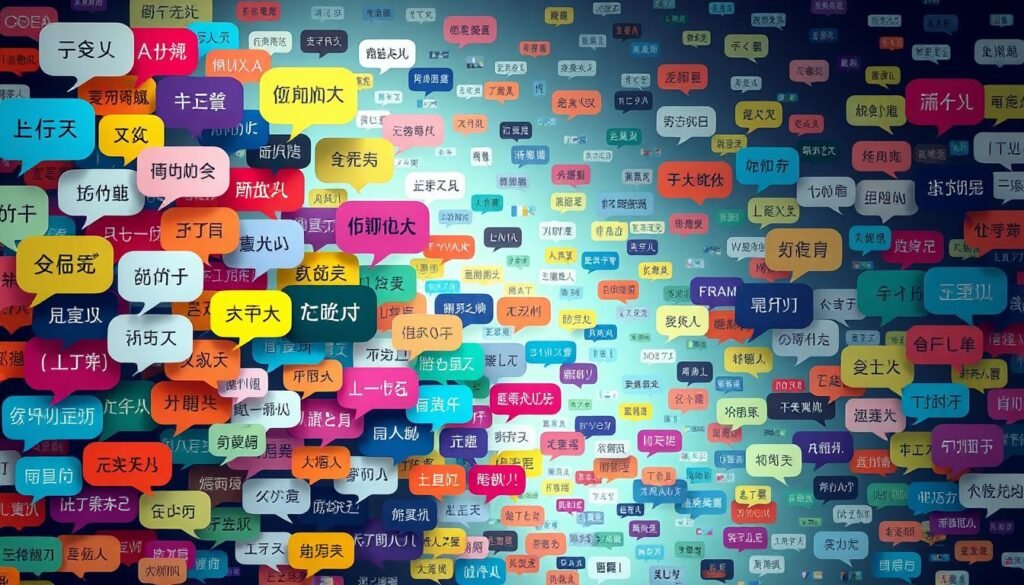 A vibrant mosaic of voices and languages, cascading across a digital landscape. In the foreground, a tapestry of diverse speech bubbles, each conveying a unique message in a distinct script. The middle ground features a fluid interplay of multilingual text, overlapping and intertwining, reflecting the rich exchange of ideas. In the background, a serene digital canvas, illuminated by soft, diffused lighting, sets the stage for this linguistic symphony. The overall scene evokes a sense of inclusivity, collaboration, and the power of communication, capturing the essence of the "Three key benefits for small businesses" section of the lovo.ai business subscription pricing article. A vibrant mosaic of voices and languages, cascading across a digital landscape. In the foreground, a tapestry of diverse speech bubbles, each conveying a unique message in a distinct script. The middle ground features a fluid interplay of multilingual text, overlapping and intertwining, reflecting the rich exchange of ideas. In the background, a serene digital canvas, illuminated by soft, diffused lighting, sets the stage for this linguistic symphony. The overall scene evokes a sense of inclusivity, collaboration, and the power of communication, capturing the essence of the "Three key benefits for small businesses" section of the lovo.ai business subscription pricing article.