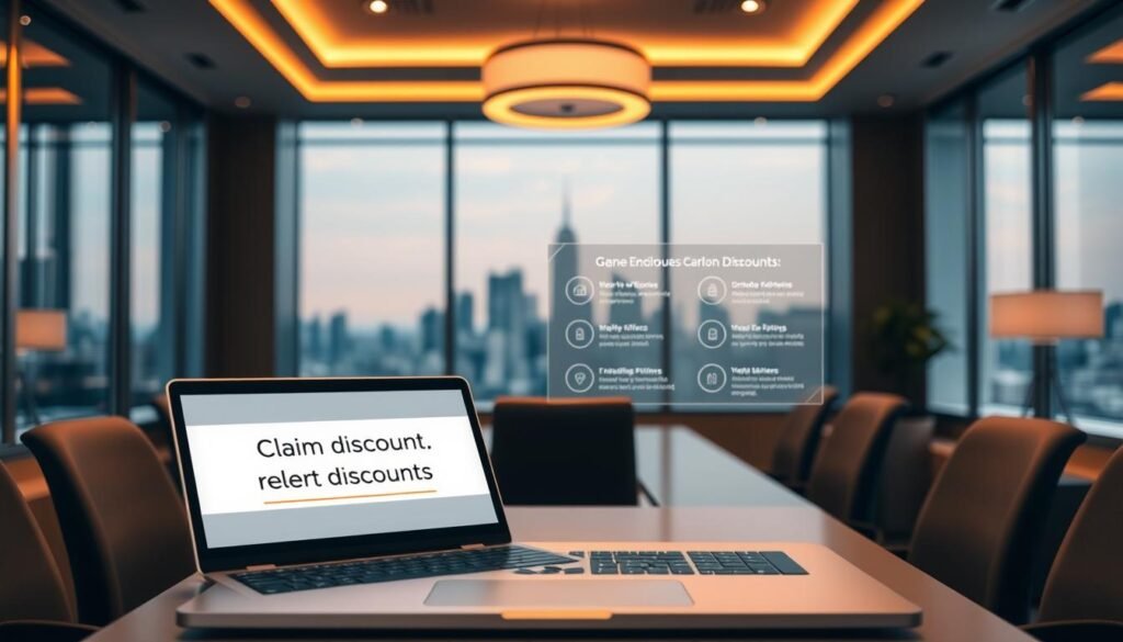 An elegant office space with warm lighting and a sleek, modern aesthetic. In the foreground, a NexReviewZ laptop displays a prominent "Claim Discount" button, inviting the viewer to take advantage of exclusive promotional offers. The middle ground features a stylized infographic outlining the simple steps to redeem these valuable discounts, catering to the needs of small business owners. In the background, a tranquil city skyline sets the scene, suggesting a sense of productivity and opportunity. The overall mood is one of efficiency, professionalism, and accessible savings - a compelling visual that complements the article's focus on maximizing Lemlist AI outreach deals. An elegant office space with warm lighting and a sleek, modern aesthetic. In the foreground, a NexReviewZ laptop displays a prominent "Claim Discount" button, inviting the viewer to take advantage of exclusive promotional offers. The middle ground features a stylized infographic outlining the simple steps to redeem these valuable discounts, catering to the needs of small business owners. In the background, a tranquil city skyline sets the scene, suggesting a sense of productivity and opportunity. The overall mood is one of efficiency, professionalism, and accessible savings - a compelling visual that complements the article's focus on maximizing Lemlist AI outreach deals.