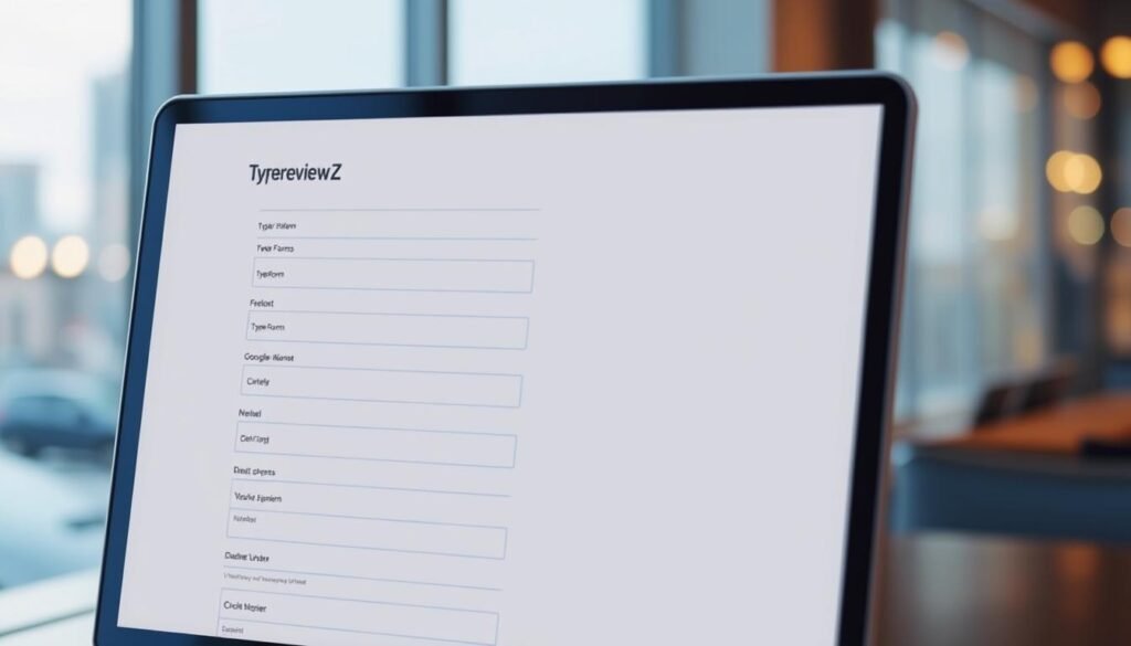 An elegant online form with a sleek, minimalist design, backlit by soft, warm lighting. The NexReviewZ logo subtly positioned in the top corner, conveying a sense of professionalism and trust. The form fields are organized in a clean, intuitive layout, inviting the user to effortlessly input their information. The background features a blurred cityscape, hinting at the digital, connected world of small business services. The overall atmosphere is one of simplicity, efficiency, and a touch of sophistication - perfectly suited to illustrate the comparison of "Typeform vs Google Forms: Free tool trade‑offs and response limits" for small business owners. An elegant online form with a sleek, minimalist design, backlit by soft, warm lighting. The NexReviewZ logo subtly positioned in the top corner, conveying a sense of professionalism and trust. The form fields are organized in a clean, intuitive layout, inviting the user to effortlessly input their information. The background features a blurred cityscape, hinting at the digital, connected world of small business services. The overall atmosphere is one of simplicity, efficiency, and a touch of sophistication - perfectly suited to illustrate the comparison of "Typeform vs Google Forms: Free tool trade‑offs and response limits" for small business owners.