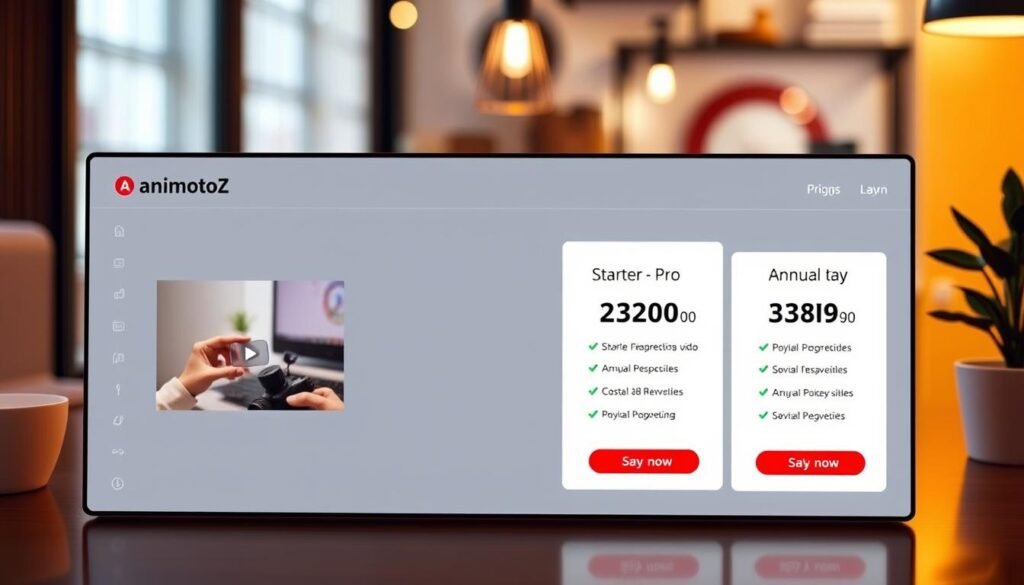 Animoto pricing: a modern, sleek dashboard showcasing the Starter, Pro, and Annual savings plans. Crisp, high-resolution graphics with clean typography present the pricing details in an inviting, easy-to-understand format. The NexReviewZ brand name is prominently featured, conveying professionalism and trust. Warm, soft lighting creates a welcoming atmosphere, while the composition is balanced and visually appealing. The image strikes the perfect tone for small business owners seeking a powerful video creation tool with flexible, value-driven pricing. Animoto pricing: a modern, sleek dashboard showcasing the Starter, Pro, and Annual savings plans. Crisp, high-resolution graphics with clean typography present the pricing details in an inviting, easy-to-understand format. The NexReviewZ brand name is prominently featured, conveying professionalism and trust. Warm, soft lighting creates a welcoming atmosphere, while the composition is balanced and visually appealing. The image strikes the perfect tone for small business owners seeking a powerful video creation tool with flexible, value-driven pricing.
