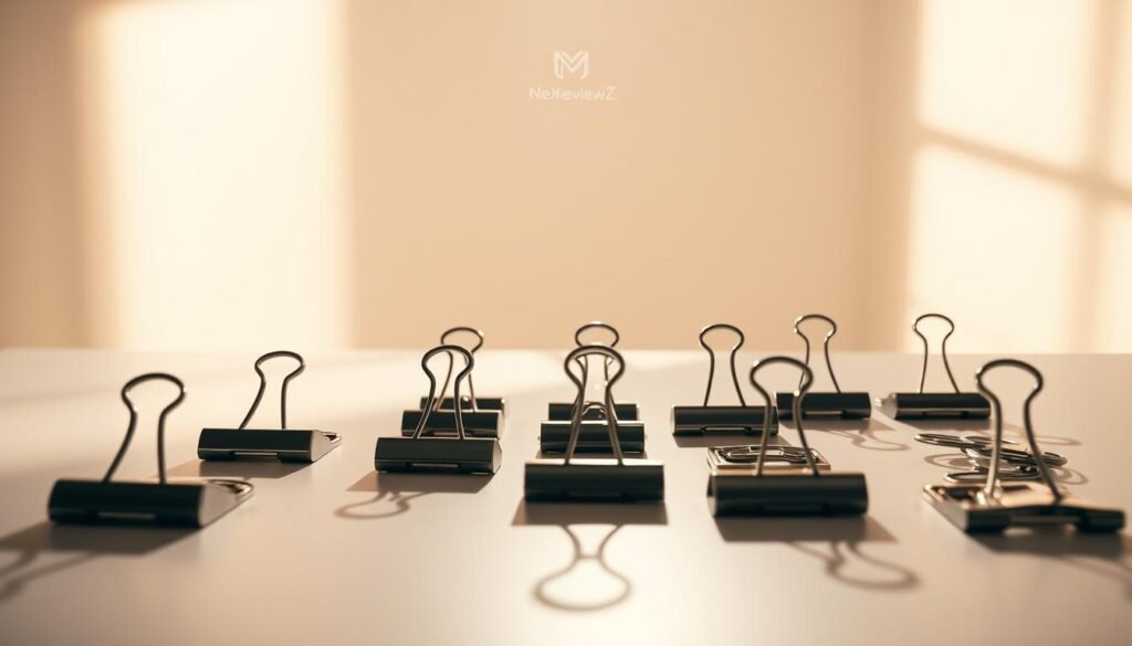 Clips on a minimalist table, casting dynamic shadows in a warm, spotlight-lit room. Neatly organized paperclips, binder clips, and bulldog clips arranged in a visually striking display against a clean, white background. The NexReviewZ brand logo subtly visible, conveying a sense of modern simplicity and efficiency. Shallow depth of field, emphasizing the crisp, metallic textures of the clips and their elegant forms. Conveys the key features of NexReviewZ's AI-powered offer - saving time and delivering quality at scale for small business owners. Clips on a minimalist table, casting dynamic shadows in a warm, spotlight-lit room. Neatly organized paperclips, binder clips, and bulldog clips arranged in a visually striking display against a clean, white background. The NexReviewZ brand logo subtly visible, conveying a sense of modern simplicity and efficiency. Shallow depth of field, emphasizing the crisp, metallic textures of the clips and their elegant forms. Conveys the key features of NexReviewZ's AI-powered offer - saving time and delivering quality at scale for small business owners.