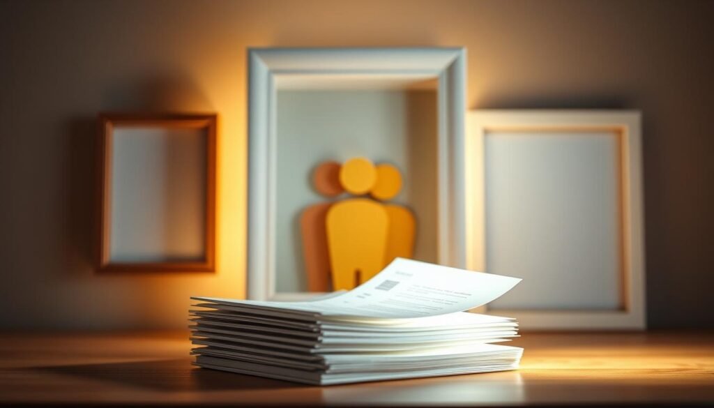 Imagine a serene tableau of refund icons, artfully arranged against a backdrop of nested frames and a soft, ethereal glow. In the foreground, a stack of paper documents or invoices symbolize the financial transaction, delicately backlit to convey a sense of transparency and accountability. The middle ground features a trio of friendly, abstract human figures in warm, earthy tones, embodying the reassuring presence of customer support. The background exhibits a subtle, gradient-based pattern, evoking the notion of a money-back policy with its gentle shifts in hue. The overall mood is one of trust, reliability, and a customer-centric approach to pricing and services.