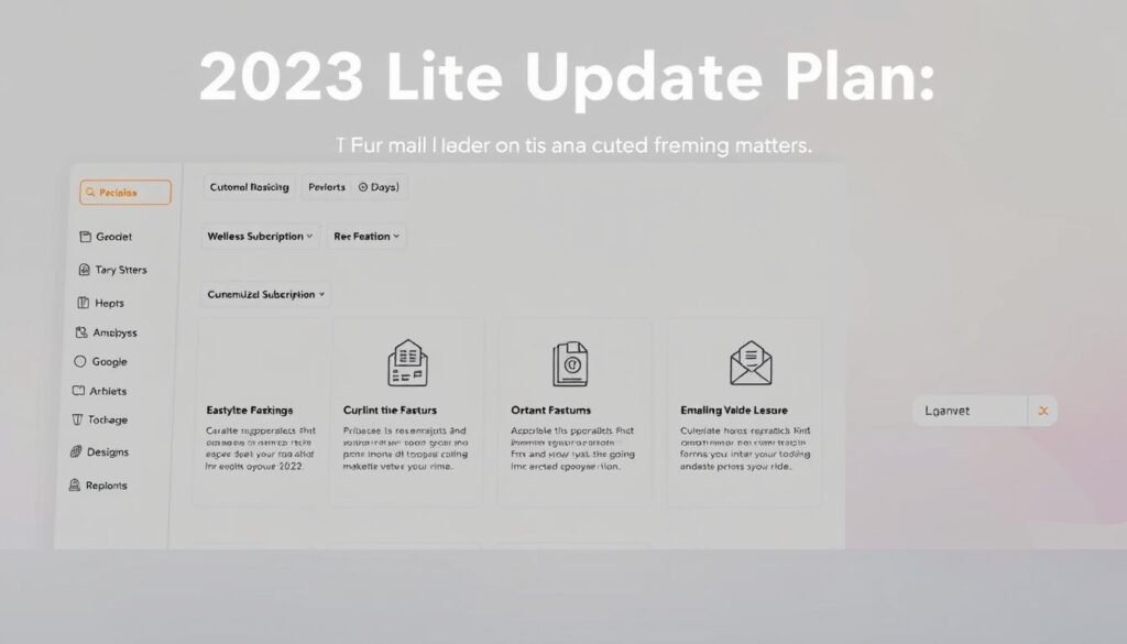 NexReviewZ's 2025 MailerLite Upgrade Plan: a sleek, minimalist dashboard showcases customizable subscription tiers, with elegant illustrations highlighting the key features. The foreground depicts a clean, modern design with a focus on user-friendly navigation. In the middle ground, detailed icons and infographics clearly outline the plan's benefits, while the background features a subtle gradient in soothing pastel hues, creating a professional and trustworthy atmosphere. Precise lighting and camera angles emphasize the plan's clarity and organization, perfectly suited for small business owners seeking a reliable email marketing solution.
