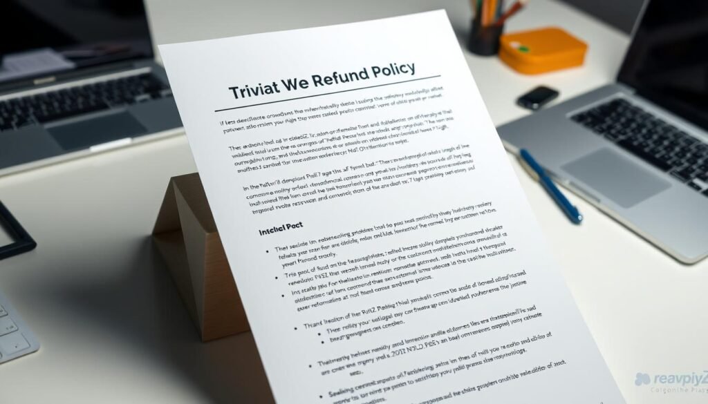 Trial, refund, and money-back policy details for NexReviewZ pro plan. A well-lit, high-contrast studio shot showcasing a clear, concise, and visually appealing trial and refund policy document. The document has a minimal, professional design with carefully structured paragraphs and headings. The document is displayed on a clean, light-colored desk or surface, with a subtly blurred background featuring office supplies and a laptop. The overall atmosphere conveys a sense of reliability, transparency, and customer-centric approach. Trial, refund, and money-back policy details for NexReviewZ pro plan. A well-lit, high-contrast studio shot showcasing a clear, concise, and visually appealing trial and refund policy document. The document has a minimal, professional design with carefully structured paragraphs and headings. The document is displayed on a clean, light-colored desk or surface, with a subtly blurred background featuring office supplies and a laptop. The overall atmosphere conveys a sense of reliability, transparency, and customer-centric approach.