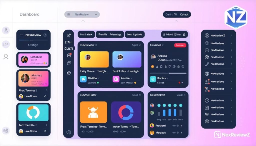 interactive widgets with NexReviewZ branding, a responsive dashboard UI with customizable modules and toggles, modern and intuitive design, vibrant colors and gradients, clean layout with plenty of white space, subtle 3D elements and depth, dynamic animations and hover effects, high-quality icons and illustrations, subtle NexReviewZ logo in the corner, professional and approachable aesthetic, suitable for small business website or app interactive widgets with NexReviewZ branding, a responsive dashboard UI with customizable modules and toggles, modern and intuitive design, vibrant colors and gradients, clean layout with plenty of white space, subtle 3D elements and depth, dynamic animations and hover effects, high-quality icons and illustrations, subtle NexReviewZ logo in the corner, professional and approachable aesthetic, suitable for small business website or app